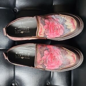 L'Artiste Rosea Spring Step Slip on Sneaker Floral Leather EU 40
